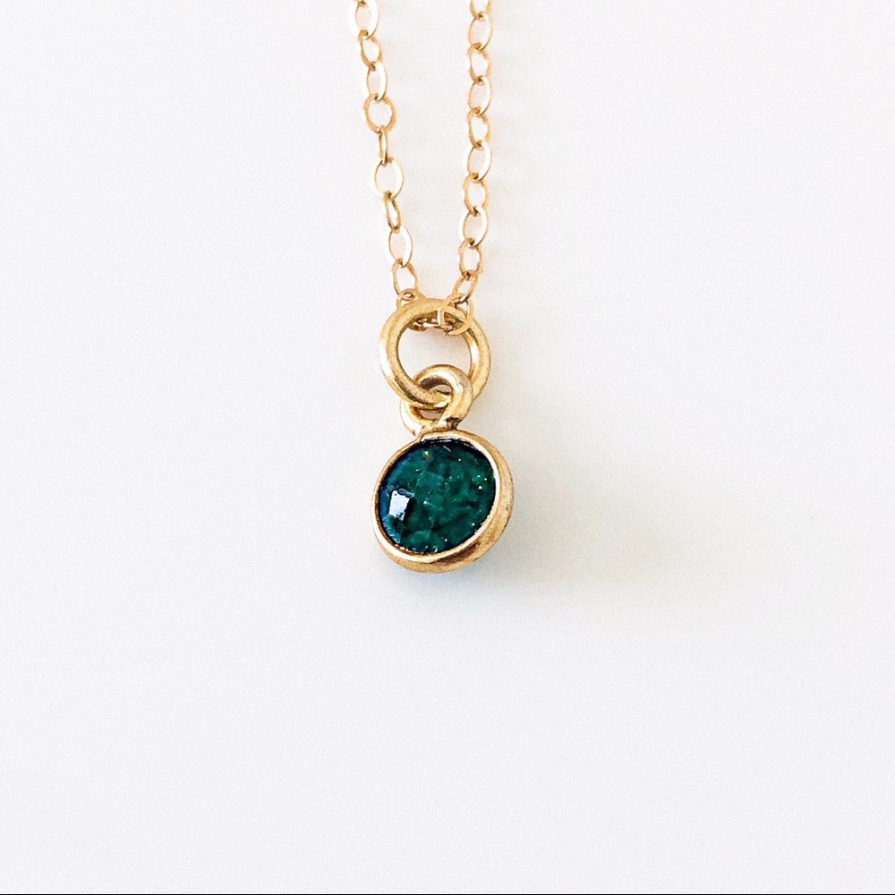 14k Gold Filled Emerald Green Dainty Necklace